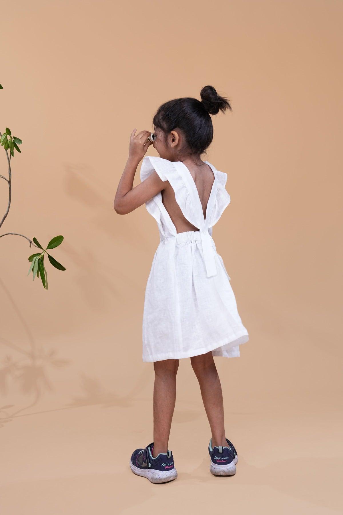 Pure White Above Knee Length Dress - Funny Bones Clothings