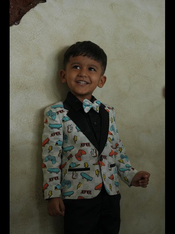 Skates Print Pure Linen Blazer Set - Funny Bones Clothings