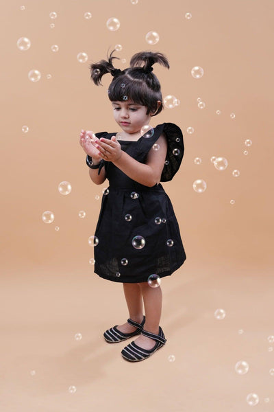 Solid Black above knee Length Dress - Funny Bones Clothings