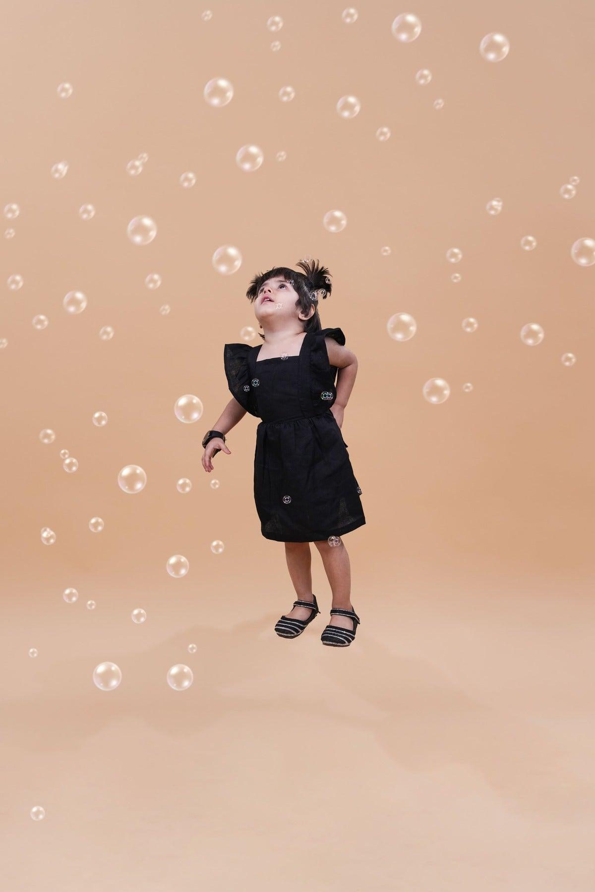 Solid Black above knee Length Dress - Funny Bones Clothings