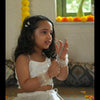 Pearls embedded Waterlife Handwork Pure Muslin Silk Top & Skirt Set - Off White Color - Funny Bones Clothings