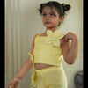 Pearl Embeded Sunflower Pure Organza Top Plazzo Set - Yellow Color - Funny Bones Clothings