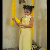 Pearl Embeded Sunflower Pure Organza Top Plazzo Set - Yellow Color - Funny Bones Clothings