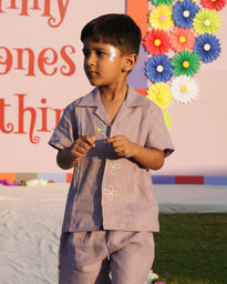 The Lilac Posy Handwork Premium Linen Coord Set