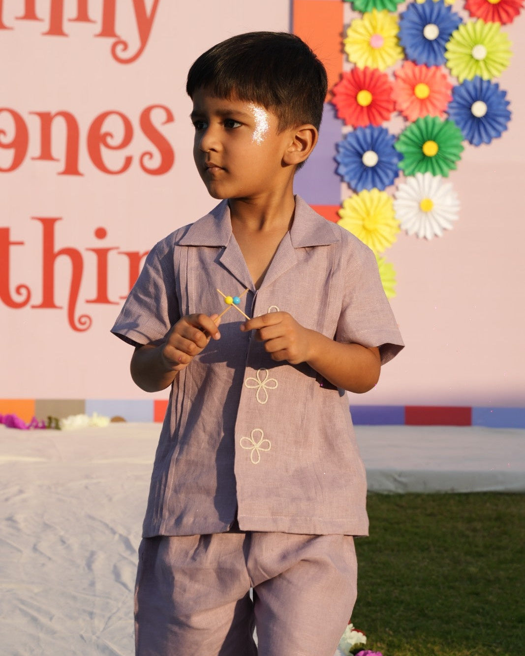 The Lilac Posy Handwork Premium Linen Coord Set