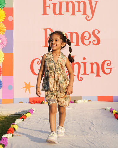 Wildlife Tour Print Premium Linen Top & Shorts