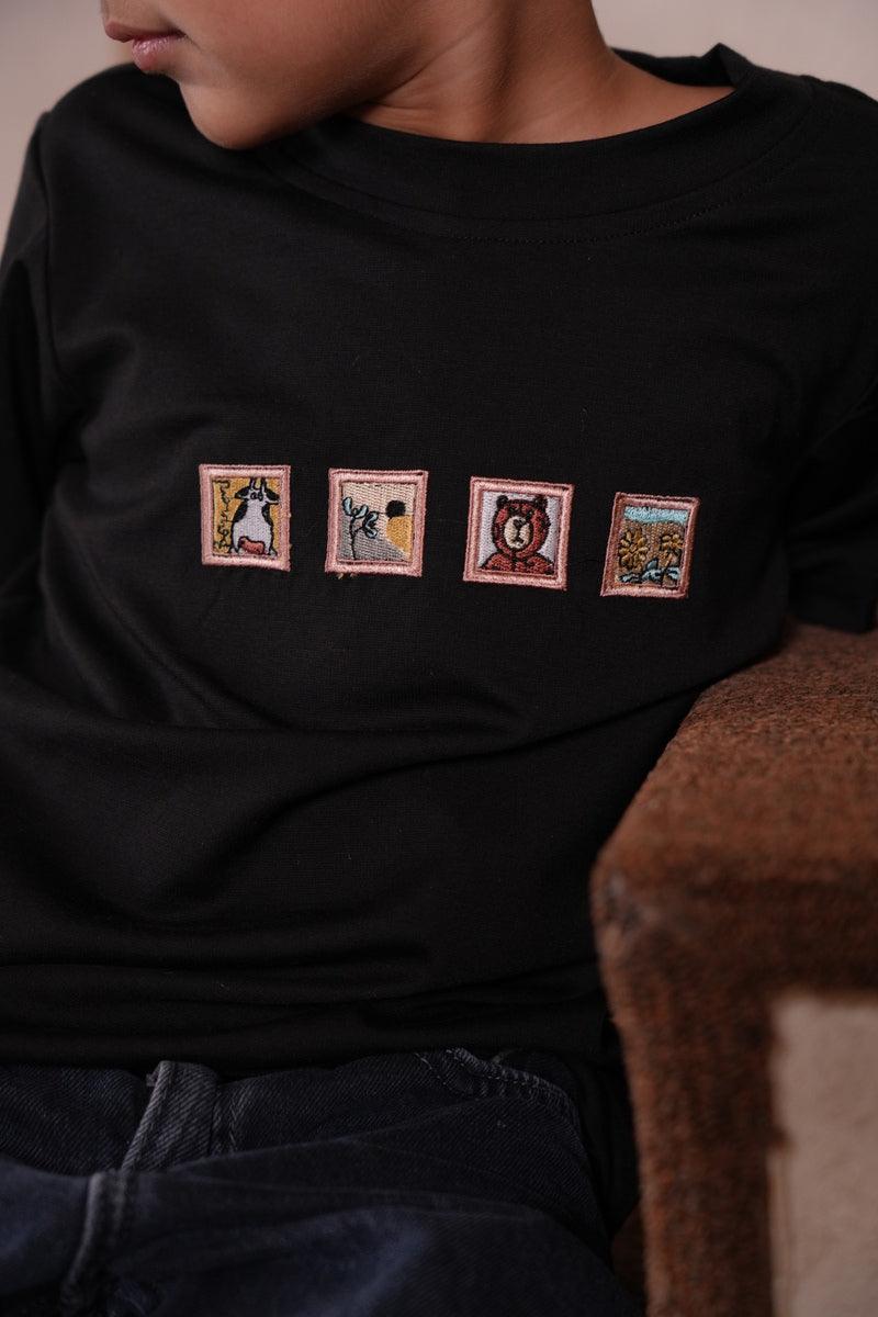 Tencel™ Natures Walk Inspired Embroidered Half Sleeves T-Shirt