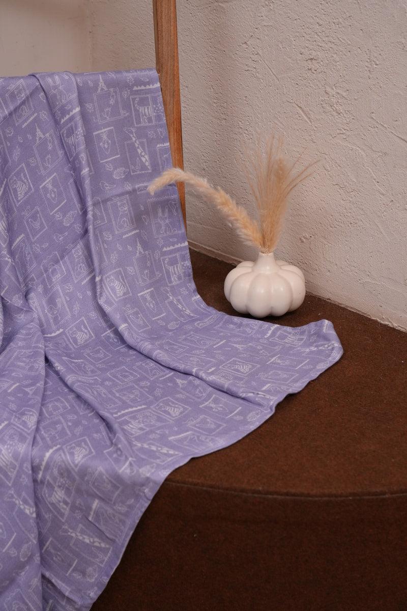 Framed Lion Themed Bamboo Muslin Cotton Blanket