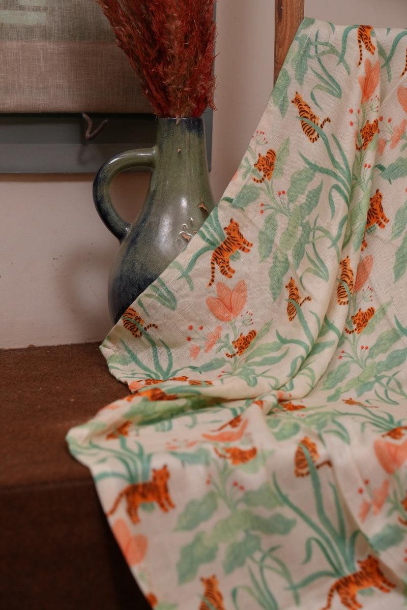 Tiger and The Bush Themed Bamboo Muslin Cotton Blanket