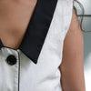 Luxe Ivory Edge Cotton Linen Blazer Dress