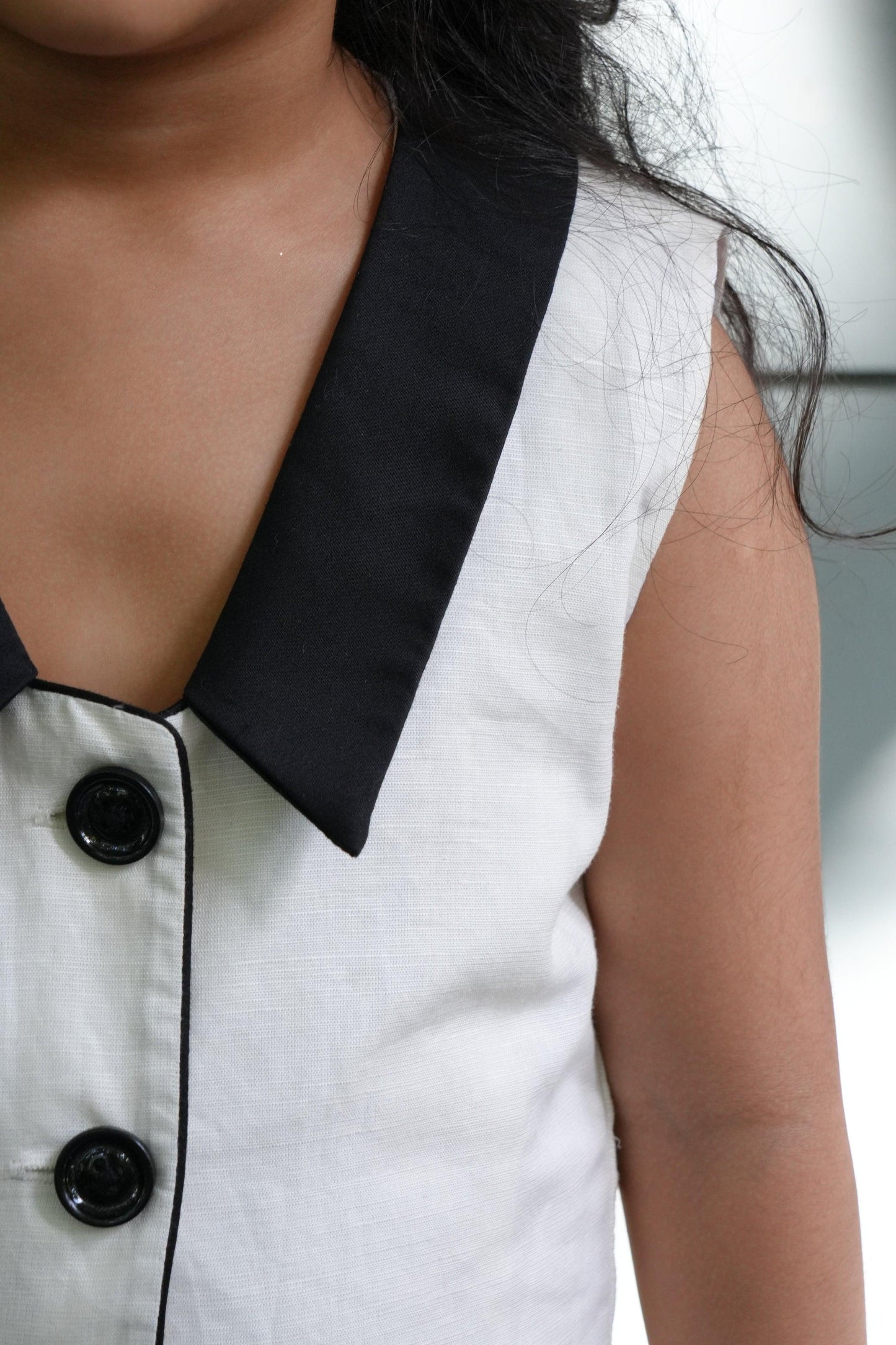 Luxe Ivory Edge Cotton Linen Blazer Dress