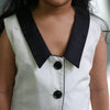 Luxe Ivory Edge Cotton Linen Blazer Dress