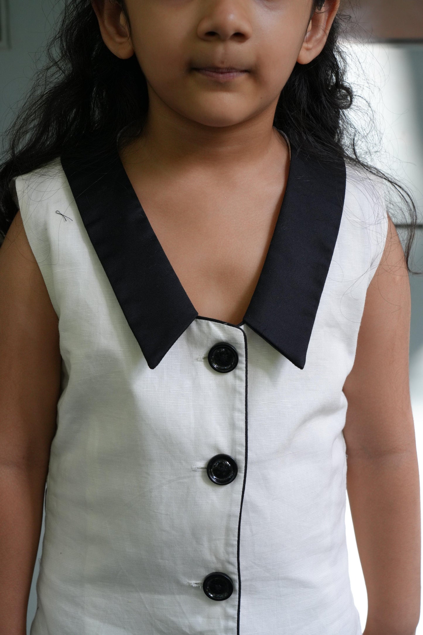 Luxe Ivory Edge Cotton Linen Blazer Dress