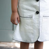 Luxe Ivory Edge Cotton Linen Blazer Dress