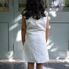 Luxe Ivory Edge Cotton Linen Blazer Dress