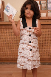 The Mystic Felines Printed Pure Linen BLazer Dress
