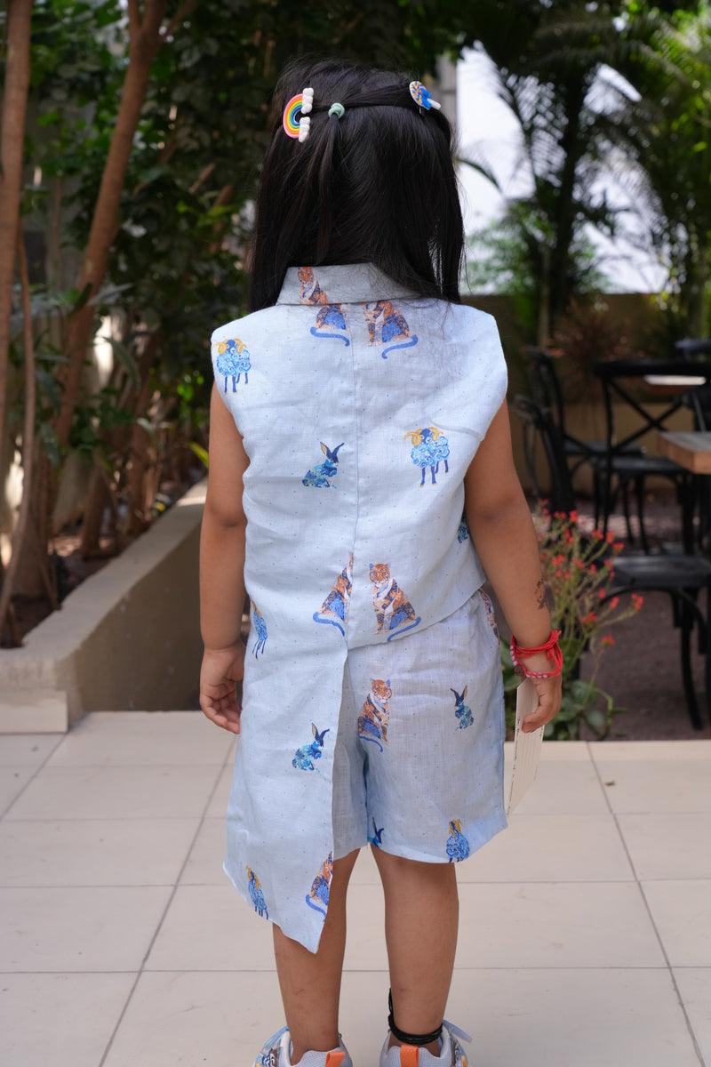 Royal Toika Printed Pure Linen BLazer Dress