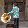 Green Forest and Leopard Printed Linen Blazer with Cotton Shirt and Pants Set with Complimentory Bow - Funny Bones Clothings