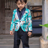 Green Forest and Leopard Printed Linen Blazer with Cotton Shirt and Pants Set with Complimentory Bow - Funny Bones Clothings