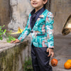 Green Forest and Leopard Printed Linen Blazer with Cotton Shirt and Pants Set with Complimentory Bow - Funny Bones Clothings