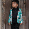 Green Forest and Leopard Printed Linen Blazer with Cotton Shirt and Pants Set with Complimentory Bow - Funny Bones Clothings