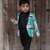 Green Forest and Leopard Printed Linen Blazer with Cotton Shirt and Pants Set with Complimentory Bow - Funny Bones Clothings