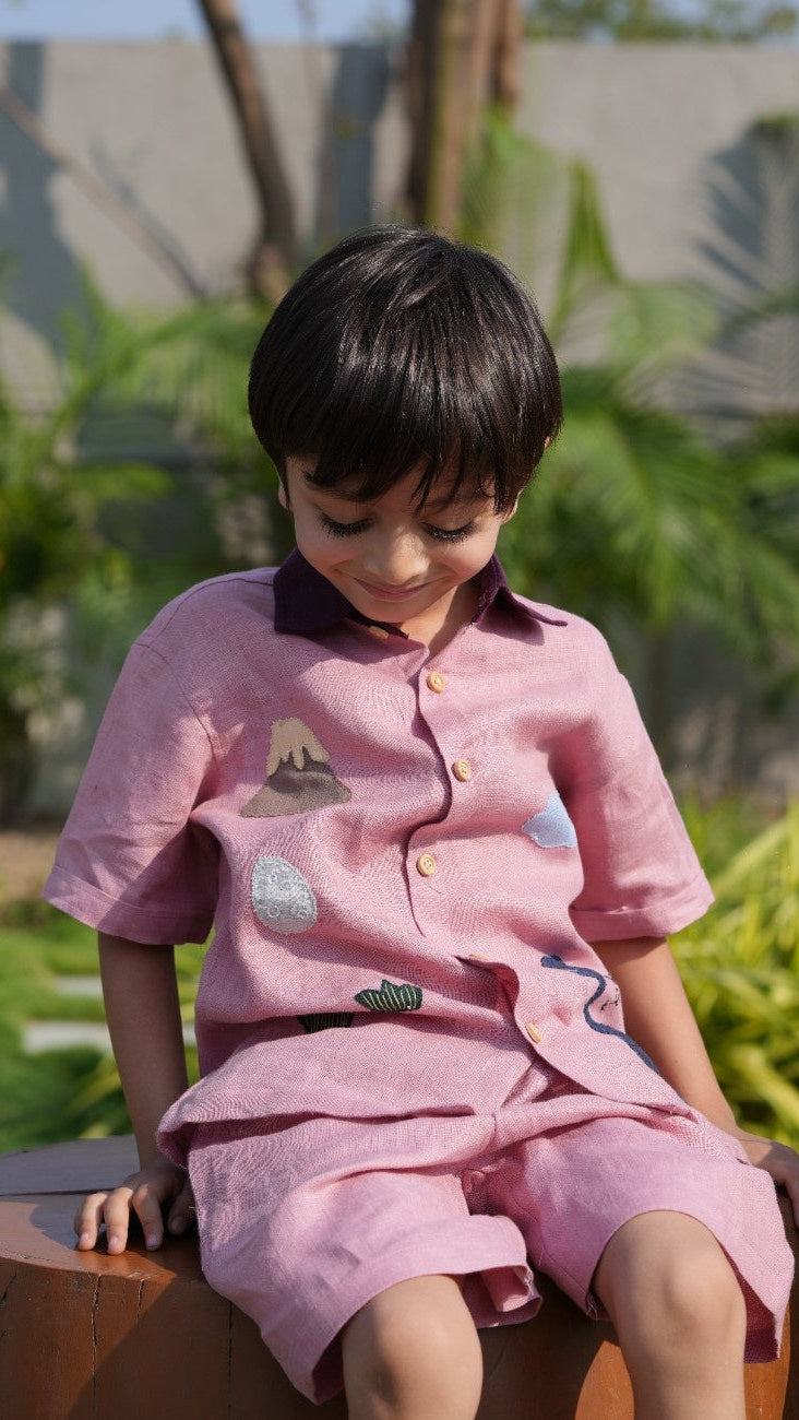 Ancient Valley Appliqué Handwork Premium Linen Coord Set