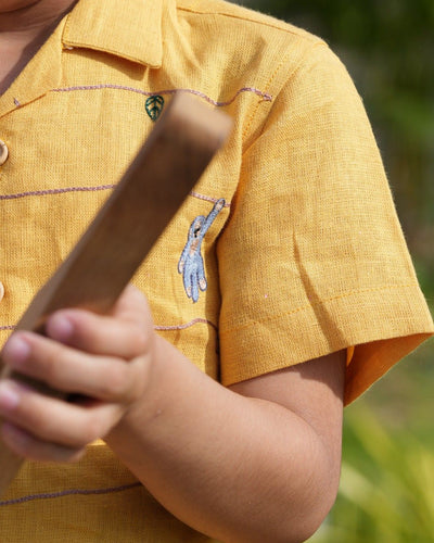 Mustard Twig Handwork Solid Premium Linen Coord Set