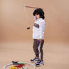 Striped Pure Linen Premium Co-ords - White - Brown - Funny Bones Clothings