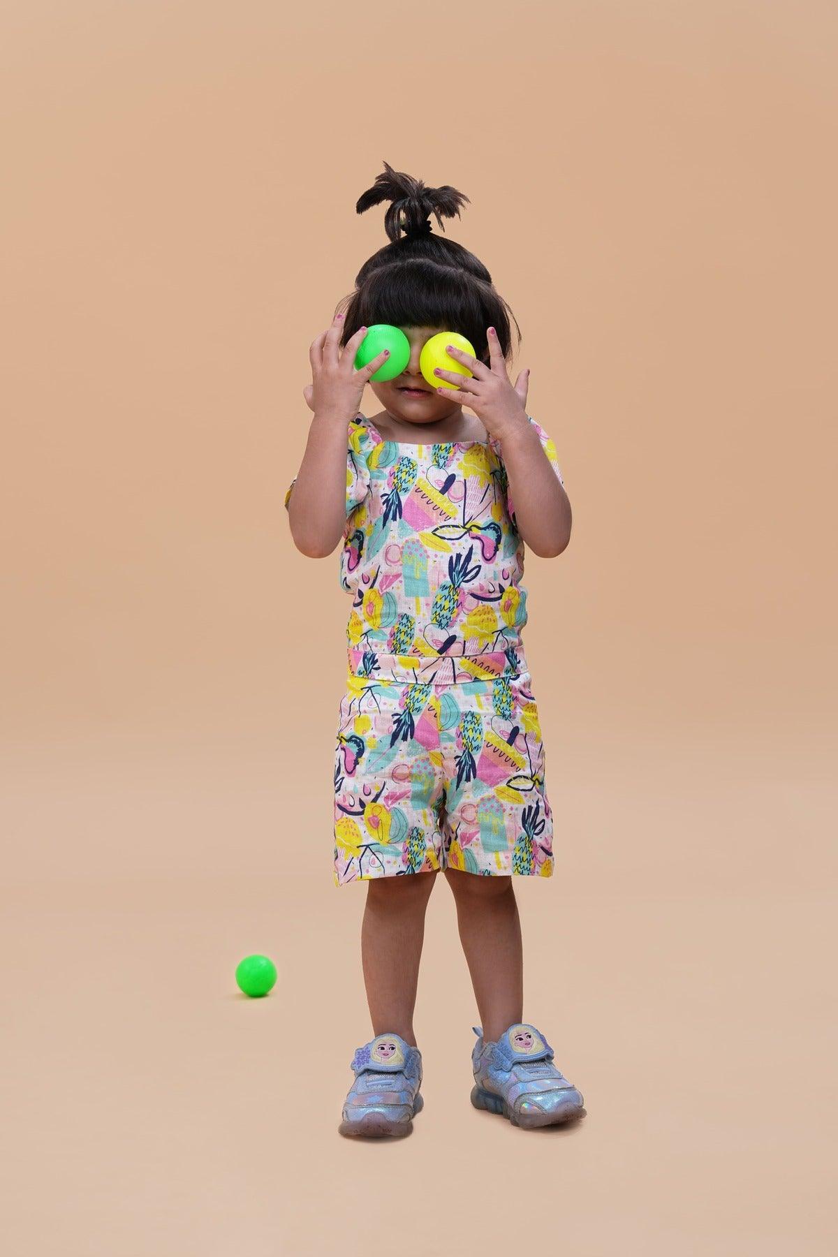 Fruit and Punch Printed Pure Linen Jumpsuit - Funny Bones Clothings