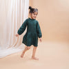 Bottle Green Pure Linen Full Sleeves Dress - Funny Bones Clothings