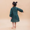 Bottle Green Pure Linen Full Sleeves Dress - Funny Bones Clothings