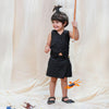 Waist Coat with Skirt Styled Shorts - Black Colour, Cotton Linen - Funny Bones Clothings