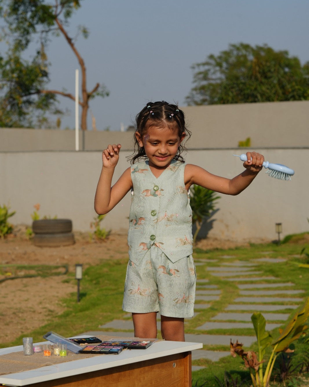 Mare & Stallion Print Premium Linen Coord Set