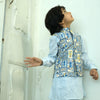 The Tropical Print Pure Satin Koti Pure Linen Kurta Pajama Set