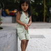Jacket Shorts Solid Green Pure Linen Co-ords - Funny Bones Clothings