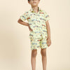 Yellow Car Printed Pure Linen Premium Co-ords - Funny Bones Clothings