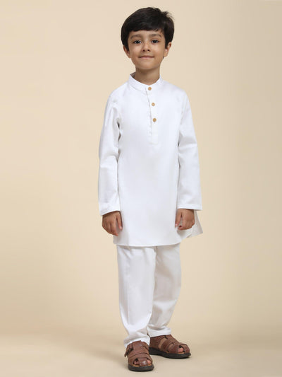 Solid White Pure Premium Cotton Kurta and Pajama Set - Funny Bones Clothings