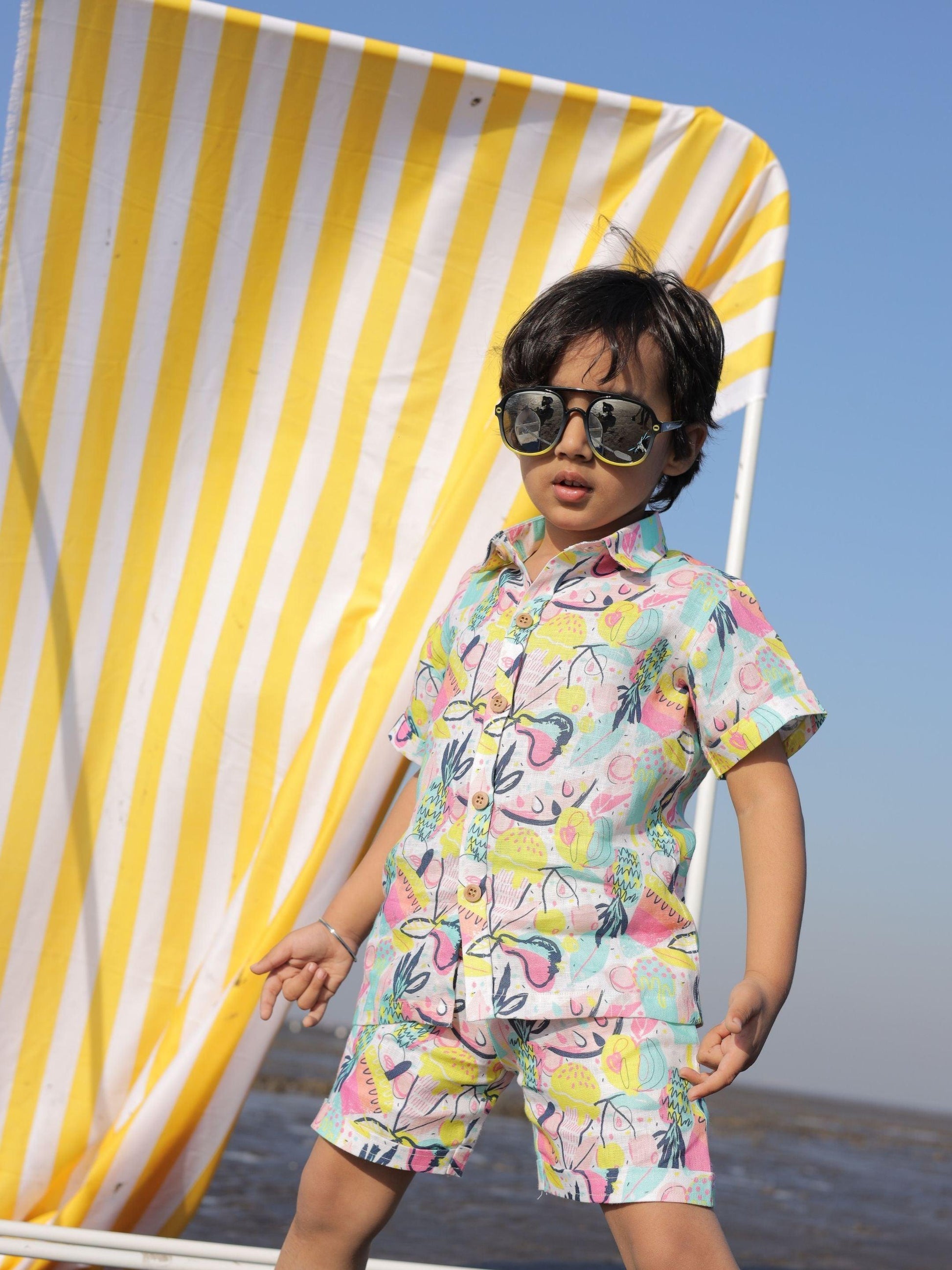 Fruit and Punch Printed Pure Linen Premium Co-ords - Funny Bones Clothings