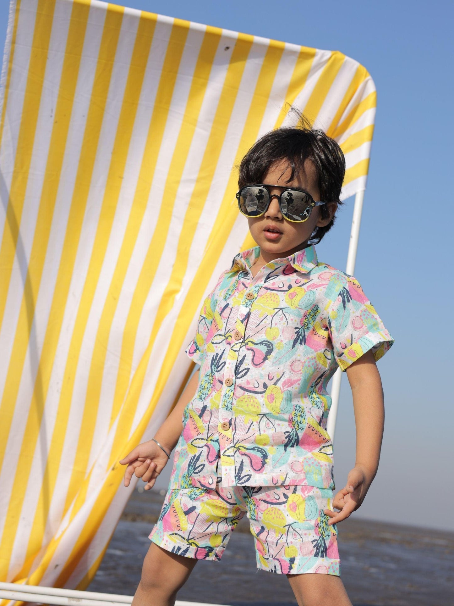 Fruits and Punch Print Pure Linen Shirt