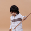 Striped Style White Brown Color Pure Linen Shirt