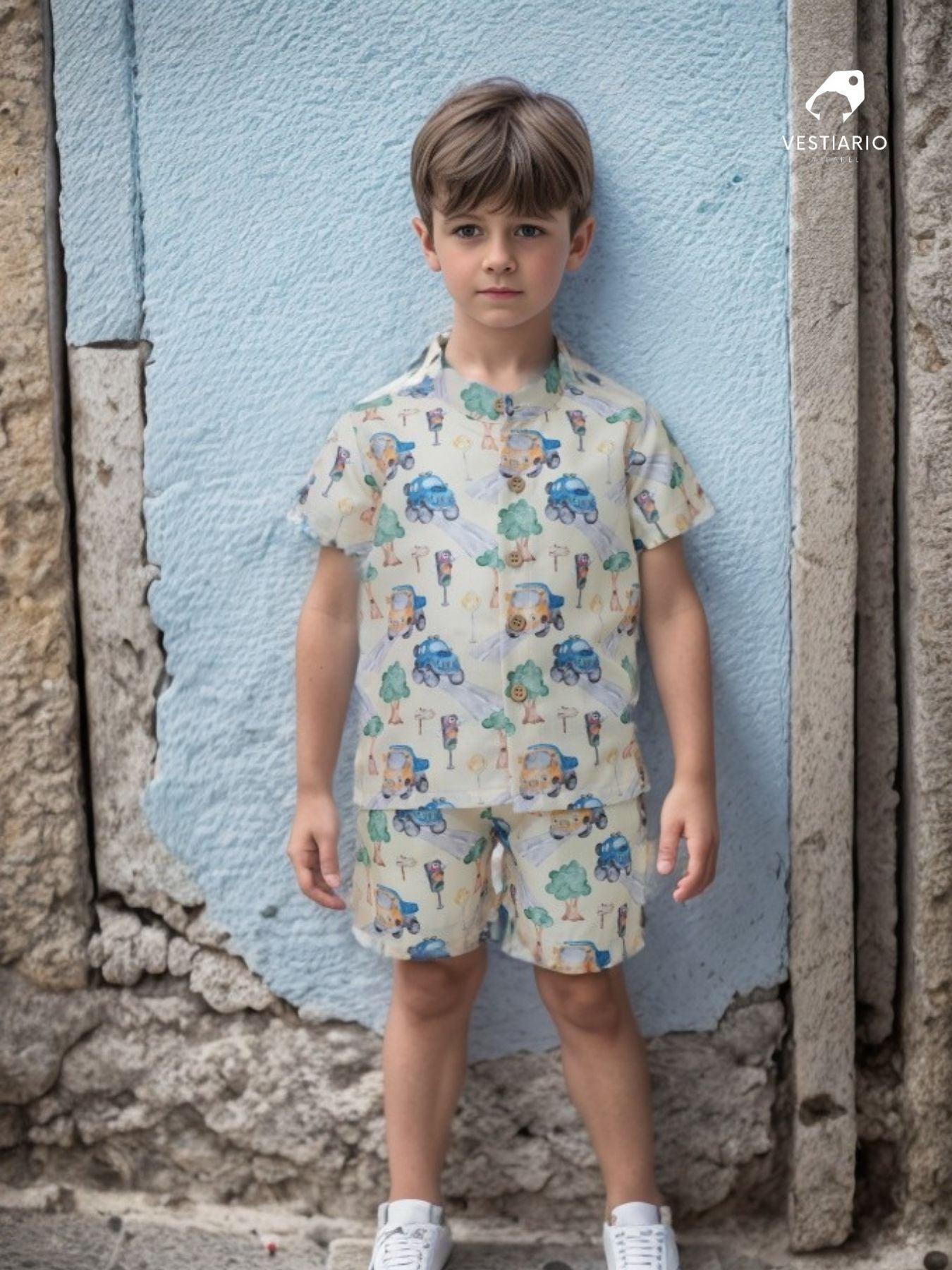 Truck Print Vestiario's Blend Linen Co-ords - Funny Bones Clothings