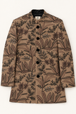 Camel Brown Floral Embroidered Achkan & Jodhpuri Set