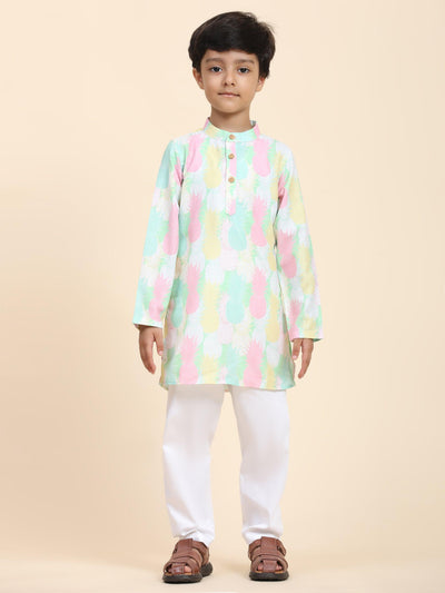 Pinapple Print Vestiario's Blend Linen Kurta Pajama Set - Funny Bones Clothings