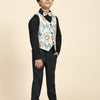 Lion Pure Waist Coat, Black Shirt and Green Trouser Set - Funny Bones Clothings