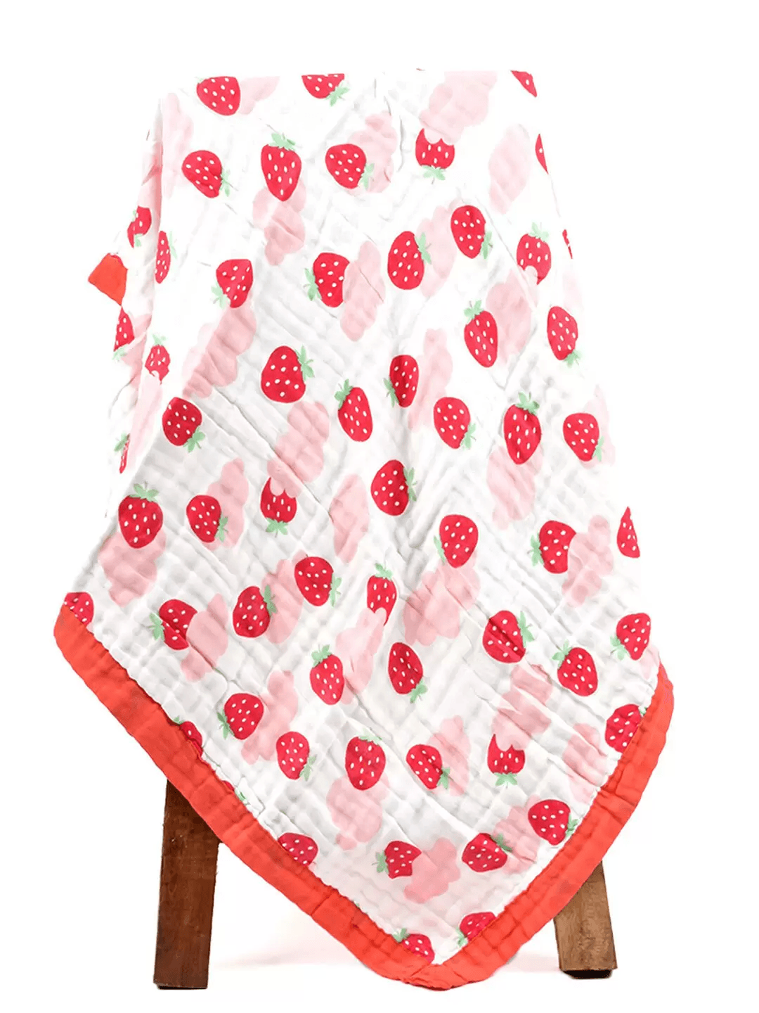 Strawberry Print 100% Soft Cotton Muslin Blanket (Pack of 1) - Funny Bones Clothings