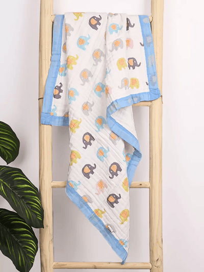 Elephant Print 100% Soft Cotton Muslin Blanket - Funny Bones Clothings