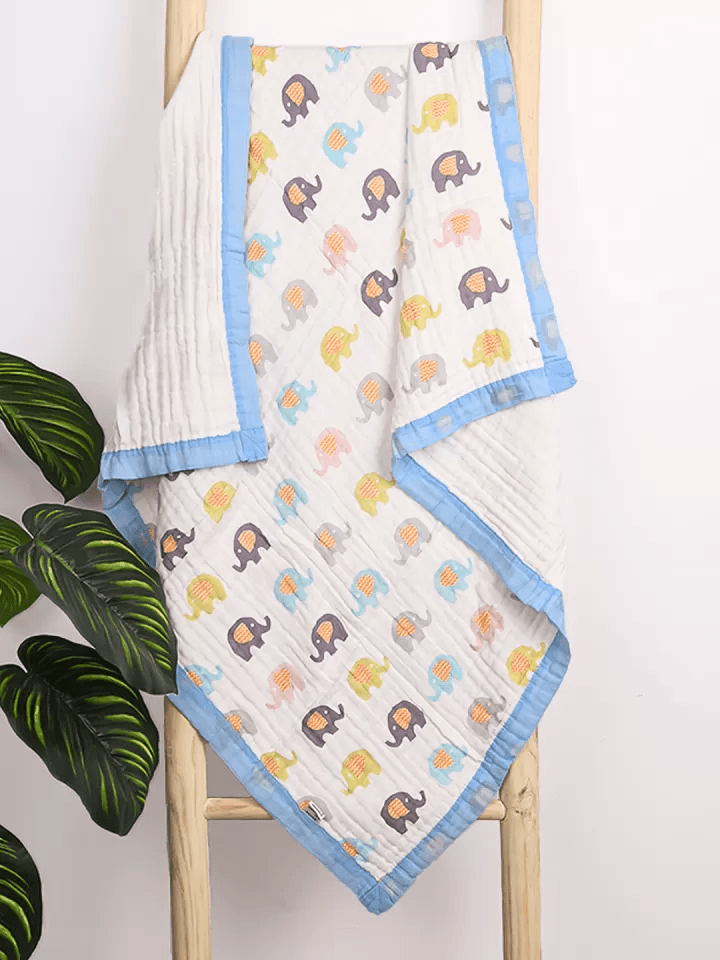 Elephant Print 100% Soft Cotton Muslin Blanket - Funny Bones Clothings