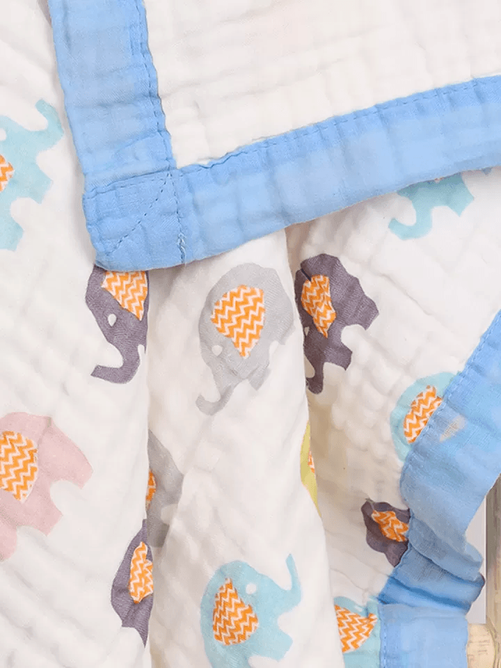 Elephant Print 100% Soft Cotton Muslin Blanket - Funny Bones Clothings