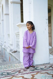 Lavender Ragas Pure Silk Girls Kurti Palazzo Set